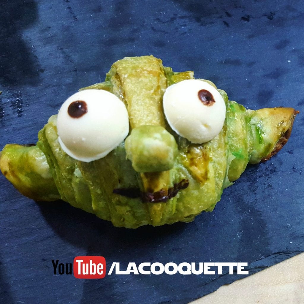 Yoda Matcha Croissant closeup. Star Wars Special!