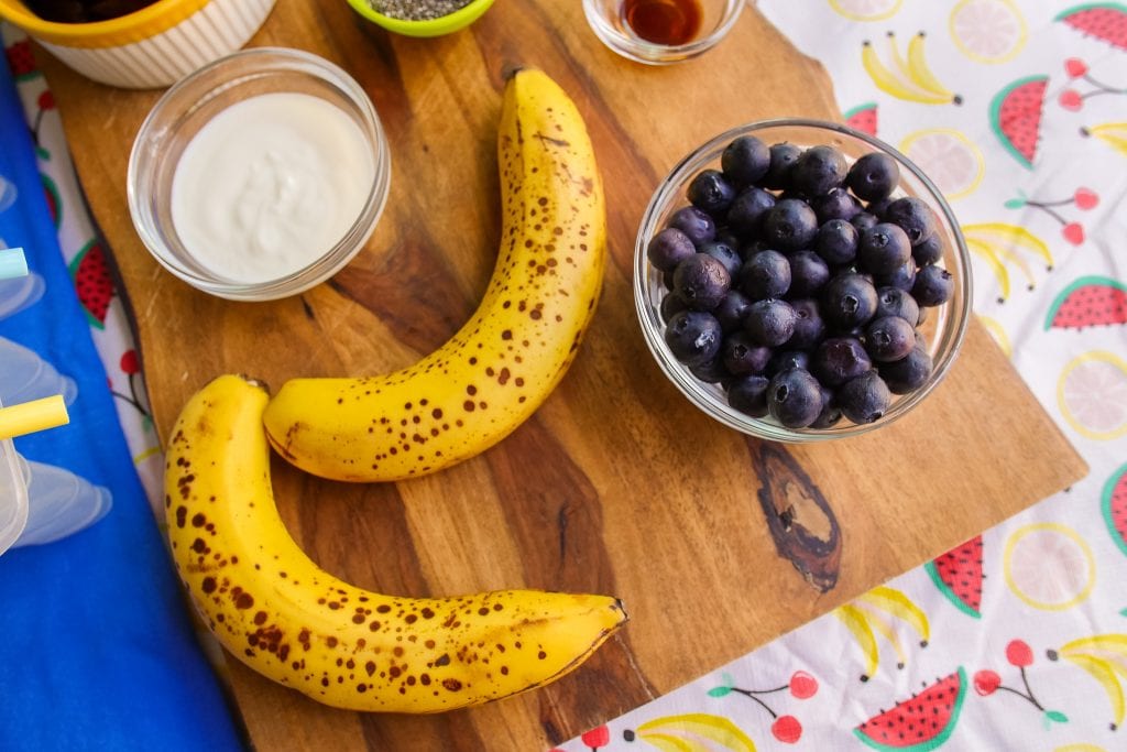 banana and blueberries