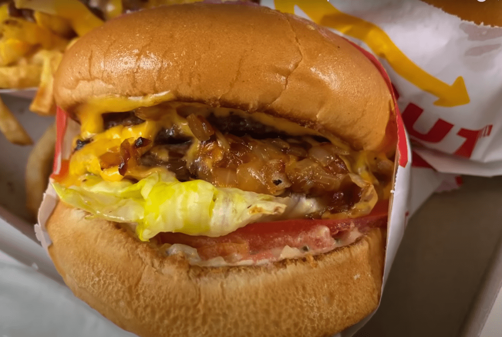 Close up of the In-n-Out Double-Double that I tasted to recreate the recipe