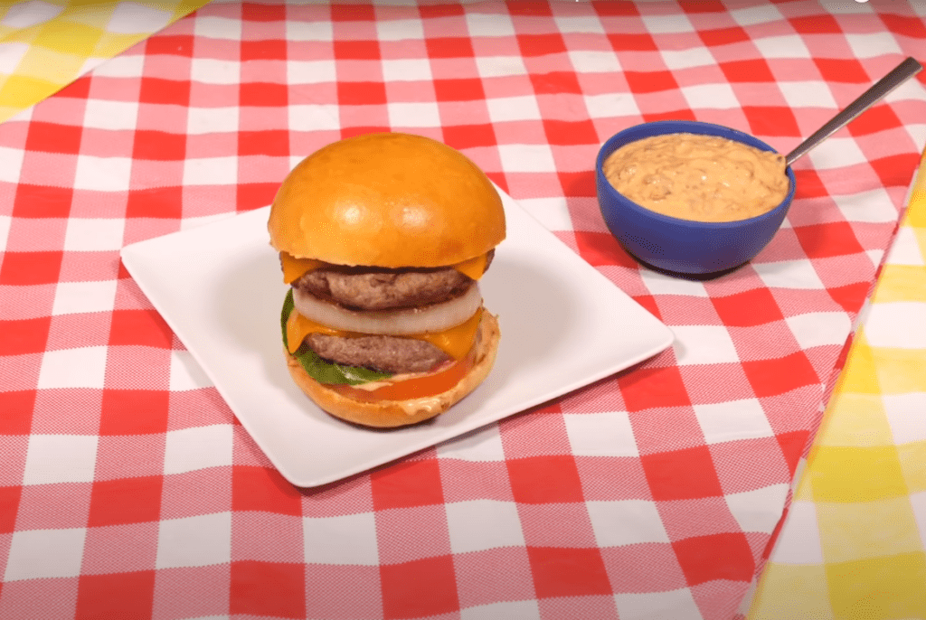 Our homemade Double-Double Hamburger looks amazing