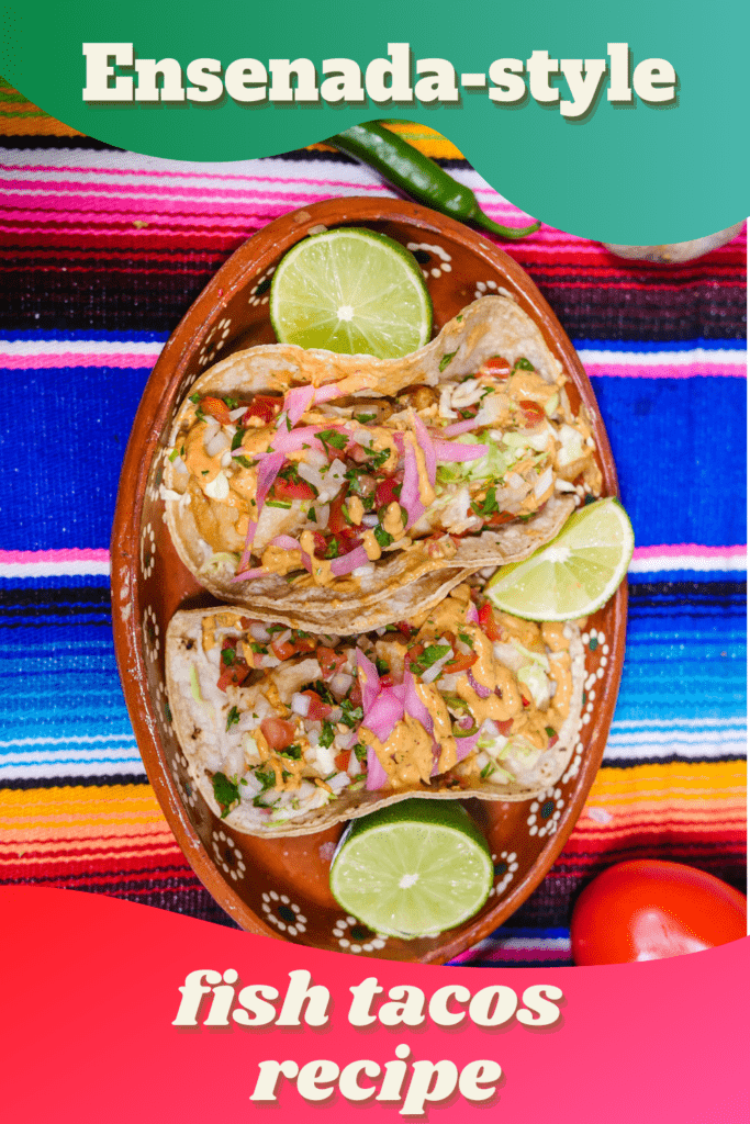 Picture of Ensenada-style tacos from above served in a pot