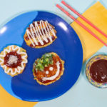 Okonomiyaki served