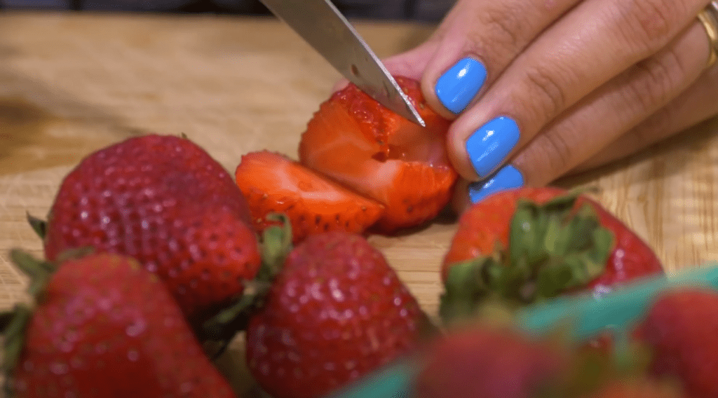 Slicing strawberries