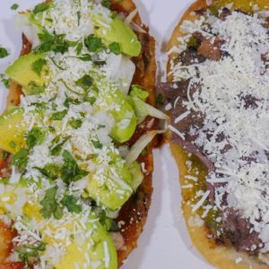 Mexican huaraches with a veggie and a beef option