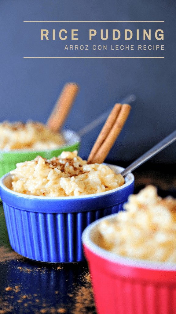 Rice pudding image for sharing on Pinterest