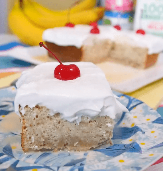 Close up of the tres leches banana bread