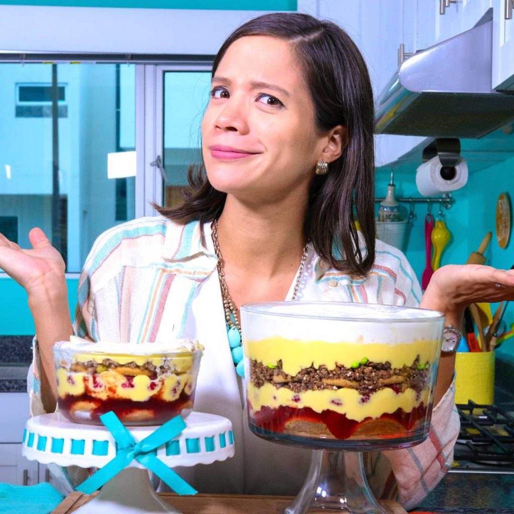 La Cooquette showing a comparison between Rachel's Friends Trifle Recipe and her own. 