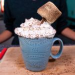 Ned Flanders' Hot Chocolate served in a blue mug
