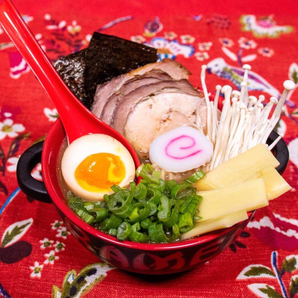 Tonkotsu ramen served in a bowl
