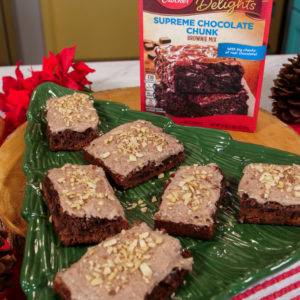 Mexican Hot Chocolate brownies on tray